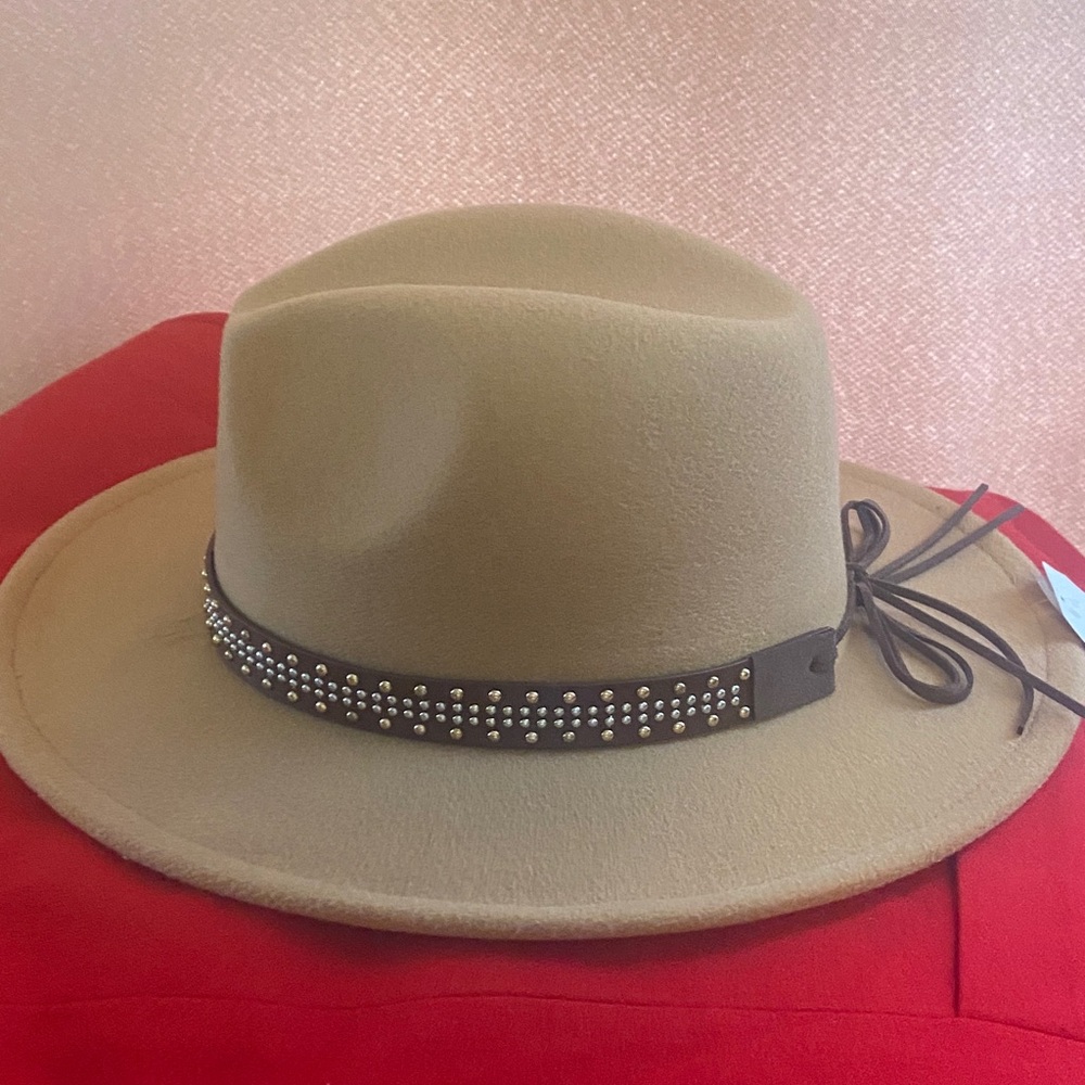 Time and Tru Tan Fedora with Studded Band